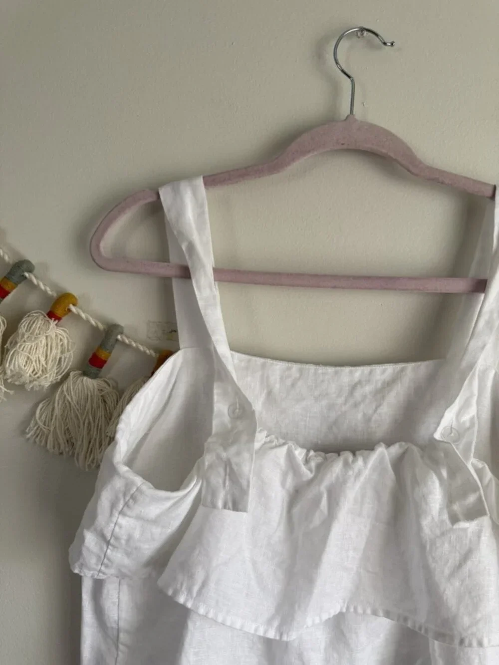 Quince 100% European Linen White Square Neck Tank Beach Coastal Effortless M - Picture 5 of 9
